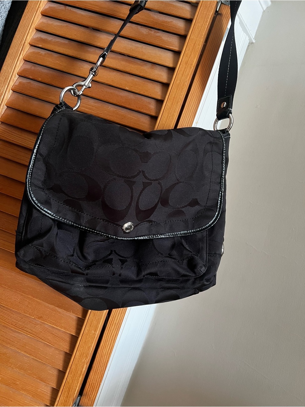 Coach Black Signature Nylon Messenger Bag